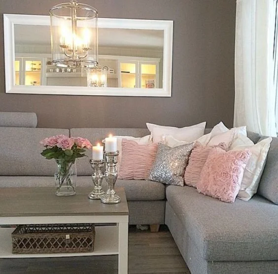 Grey and pink colour scheme living room outlet